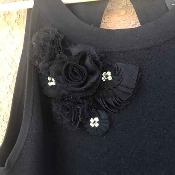 WHBM Dressy Rhinestone Detail Halter Black knit top size L - Picture 3 of 6